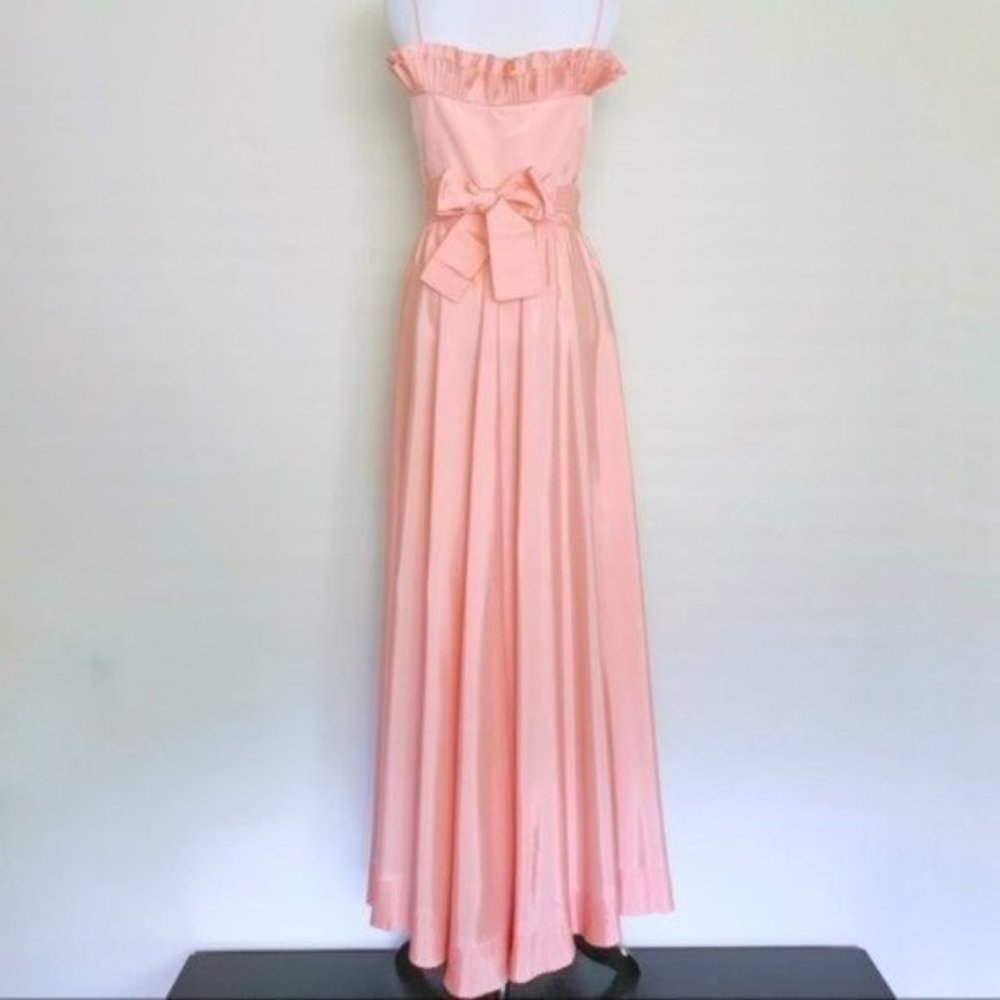 Vintage 80s Lillie Rubin x Albert Capraro Pink Ruffle Formal Dress Gown XXS/XS - Picture 7 of 13